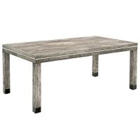 Modern Rustic Banded Farm Table shown in Vintage Gray Reclaimed Wood with Silver Steel Banded Accent