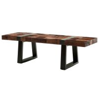 Modern Rustic Banded Mahogany Bench - Reclaimed Wood & Ebony Mahogany