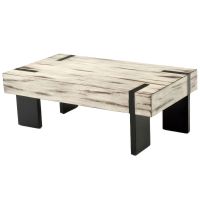Modern Rustic Block Coffee Table - Antique Distressed White Mahogany