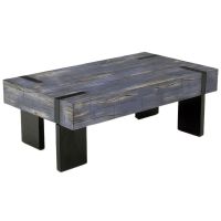 Modern Rustic Block Coffee Table - Antique Distressed Blue Mahogany