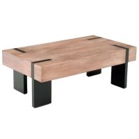 Modern Rustic Block Coffee Table - Antique Distressed Natural Light Mahogany