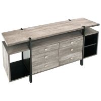 Modern Rustic Open Shelf Sideboard shown in Urban Graphite Reclaimed Wood