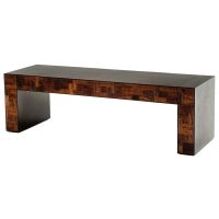 Modern Rustic Reclaimed Wood Bench - Natural Rough Reclaimed Wood & Brown Mahogany