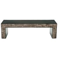 Modern Rustic Reclaimed Wood Bench - Urban Graphite Rough Reclaimed Wood & Ebony Mahogany