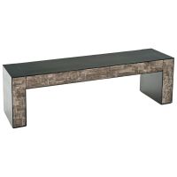 Modern Rustic Reclaimed Wood Bench - Urban Graphite Rough Reclaimed Wood & Ebony Mahogany