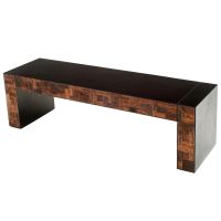 Modern Rustic Reclaimed Wood Bench - Natural Rough Reclaimed Wood & Brown Mahogany