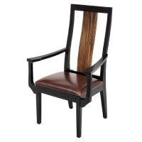 Modern Rustic Wood Chair - Arm Chair - Burnt Umber Cypress Leather