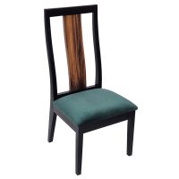 Modern Rustic Wood Chair - Side Chair - Green Velvet Fabric