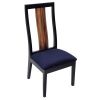 Modern Rustic Wood Chair - Side Chair - Blue Velvet Fabric