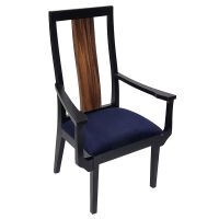 Modern Rustic Wood Chair - Arm Chair - Blue Velvet Fabric