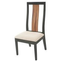 Modern Rustic Wood Chair - Side Chair - Creme Linen Fabric