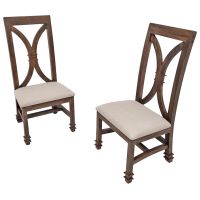 Modern Tuscan Dining Chairs - Creme Linen Fabric