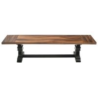 Modern Tuscan Natural Wood Dining Bench - Golden Walnut & Ebony Mahogany