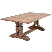 Modern Tuscan Natural Wood Dining Table - Antique Distressed Dark Mahogany