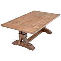 Modern Tuscan Natural Wood Dining Table - Antique Distressed Dark Mahogany