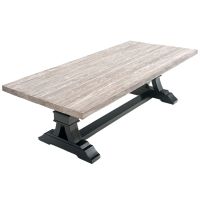 Modern Tuscan Natural Wood Dining Table - Urban Graphite Blasted Oak & Ebony Mahogany