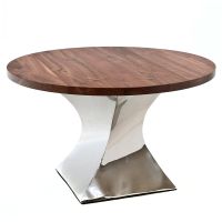 Modern Twist Round Natural Wood Dining Table
