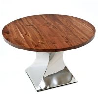 Modern Twist Round Natural Wood Dining Table