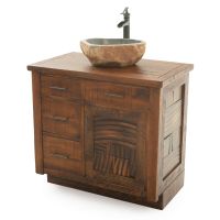 CUSTOM - Cedar Winds Rustic Vanity - 36" - Sink Center - Antique Barnwood Finish - 36" Sink Center w/ Custom Drawers (Standard 36" & 42" Sink Center vanities come w/ no working drawers)