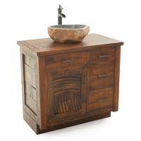 CUSTOM - Cedar Winds Rustic Vanity - 36" - Sink Center - Antique Barnwood Finish - 36" Sink Center w/ Custom Drawers (Standard 36" & 42" Sink Center vanities come w/ no working drawers)