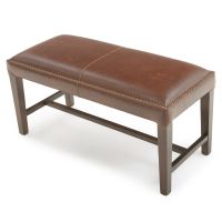 Bristol Classic Upholstered Bench - Burnt Umber Cypress Leather