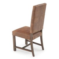Modern Classic Upholstered Dining Chair - Bomber Jacket Brown Leather & Brown Frame