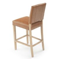 Modern Classic Upholstered Stool - 30"H Seat - Saddle Brown Leather - Natural Frame