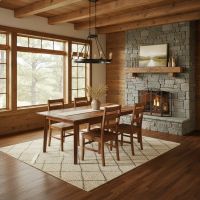 Black Walnut Dining Table: Some lifestyle images are created with AI for visualization purposes. Crafted from natural solid wood, each piece is unique and will vary.