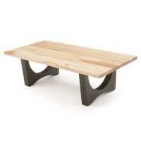 Modern Double Arch Natural Wood Coffee Table - Maple - Flat Edge