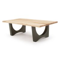 Modern Double Arch Natural Wood Coffee Table - Maple - Flat Edge