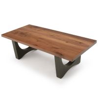 Modern Double Arch Natural Wood Coffee Table - Black Walnut - Flat Edge