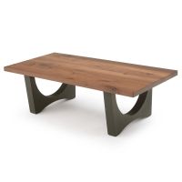 Modern Double Arch Natural Wood Coffee Table - Black Walnut - Flat Edge