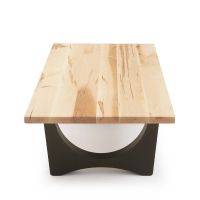 Modern Double Arch Natural Wood Coffee Table - Maple - Flat Edge
