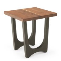 Modern Double Arch Natural Wood End Table - Black Walnut - Flat Edge