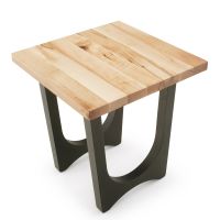Modern Double Arch Natural Wood End Table - Maple - Flat Edge