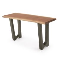 Modern Double Arch Natural Wood Sofa Table - Black Walnut - Live Edge