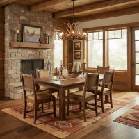 Modern Rustic Live-Edge Dining Table: Some lifestyle images are created with AI for visualization purposes. Crafted from natural solid wood, each piece is unique and will vary.