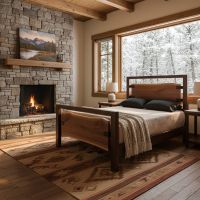 Live Edge Walnut Bed: Some lifestyle images are created with AI for visualization purposes. Crafted from natural solid wood, each piece is unique and will vary.