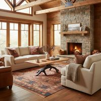 Rustic Live-Edge Coffee Table: Some lifestyle images are created with AI for visualization purposes. Crafted from natural solid wood, each piece is unique and will vary.
