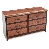 Modern Rustic Live Edge Walnut 6 Drawer Dresser - Natural Drawers