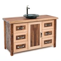 Modern Live Edge Walnut & Barnwood Vanity - 54" Sink Center