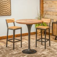 Modern Roadhouse Pub Table - Flat Edge Black Walnut Table Top - Natural Clear Table Top Finish