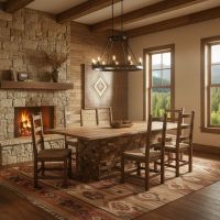 Organic Barnwood Dining Table: Some lifestyle images are created with AI for visualization purposes. Crafted from natural solid wood, each piece is unique and will vary.
