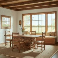 Modern Rustic Stacked Brick Dining Table: Some lifestyle images are created with AI for visualization purposes. Crafted from natural solid wood, each piece is unique and will vary.