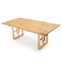 Modern Rustic Window Live Edge Writing Desk - Smooth Alder Desk Top - Gold Steel Base (Shown with flat edge)