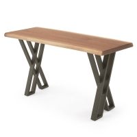 Modern Silhouette X Natural Wood Sofa Table - Black Walnut - Live Edge