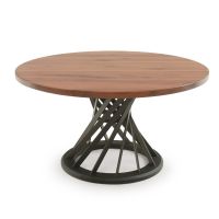 Flat Edge Black Walnut Table Top - Natural Clear Finish - Black Steel Base