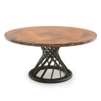 Hand-Hammered Copper Dining Table - Black Steel Table Base