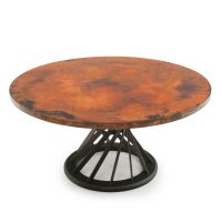 Hand-Hammered Copper Dining Table - Black Steel Table Base