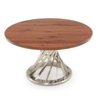 Flat Edge Black Walnut Table Top - Natural Clear Finish - Silver Steel Base